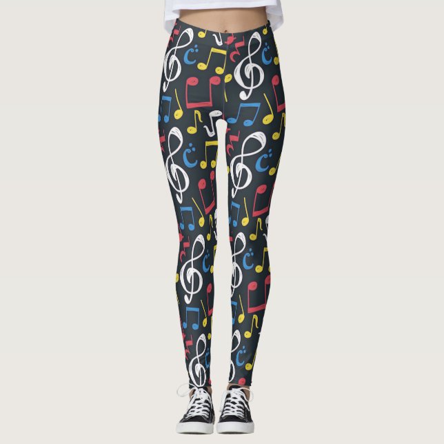 Colourful music note Pattern musician musical  Leggings (Front)