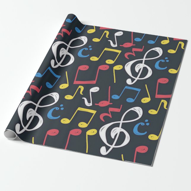 Colourful music note Pattern musician musical  Wrapping Paper (Unrolled)