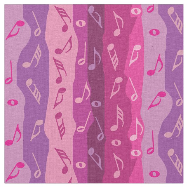 Colourful Music Note Stripes Fabric (Close Up)