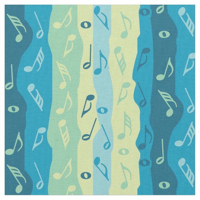Colourful Music Note Stripes Fabric (Close Up)