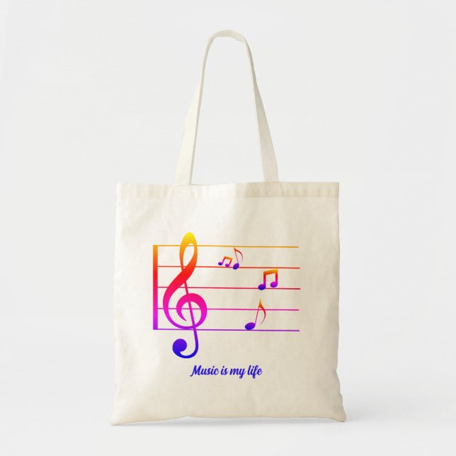 Colourful music note Tote Bag (Front)
