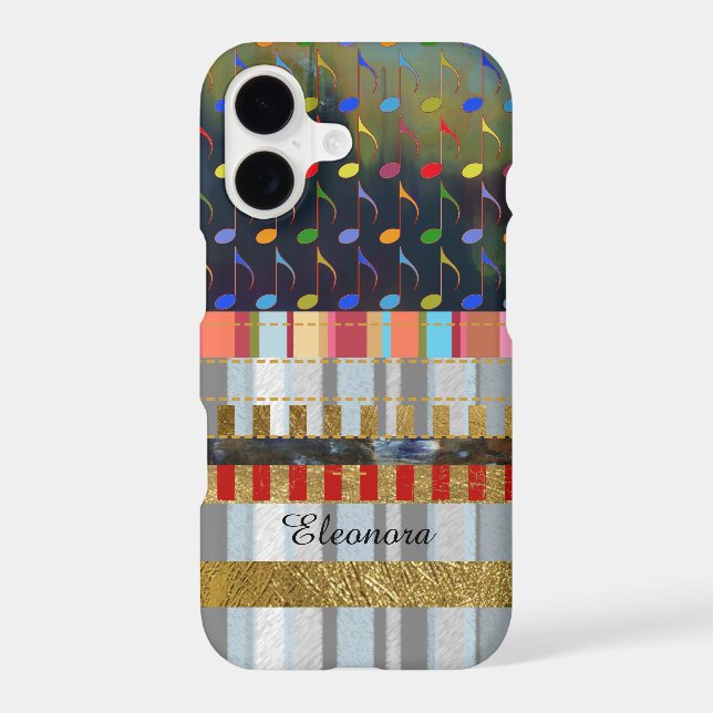 colourful music notes and stripes pattern new (Back)