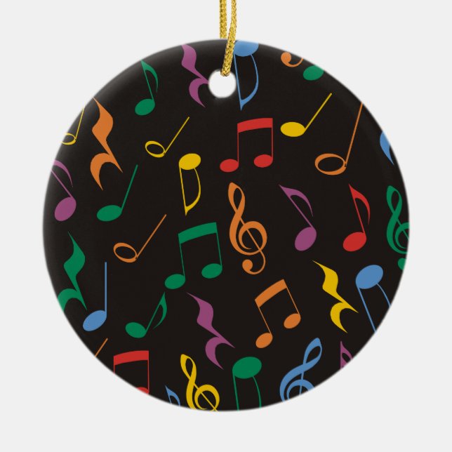 Colourful Music Notes Ceramic Ornament (Front)