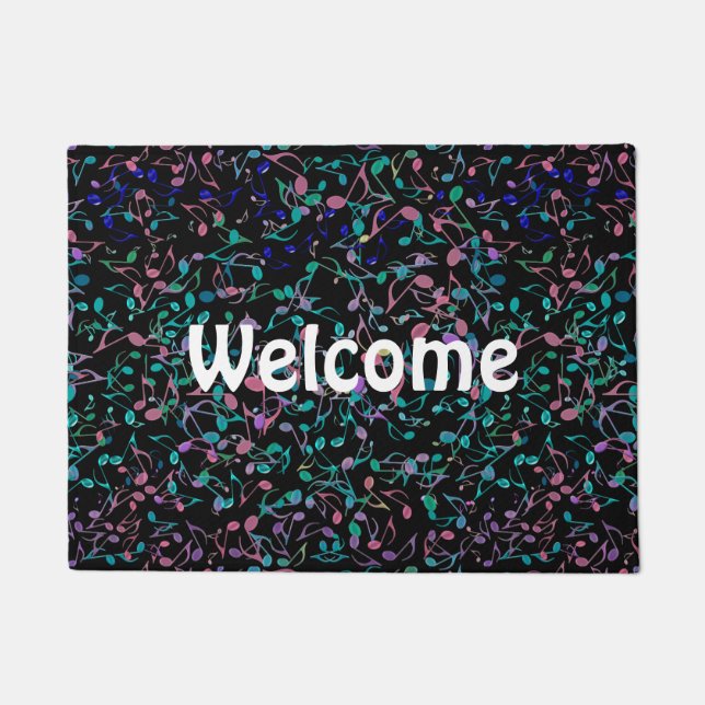Colourful Music Notes Customizable Door Mat (Front)