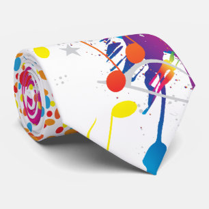 Colourful Music notes & Dots Tie