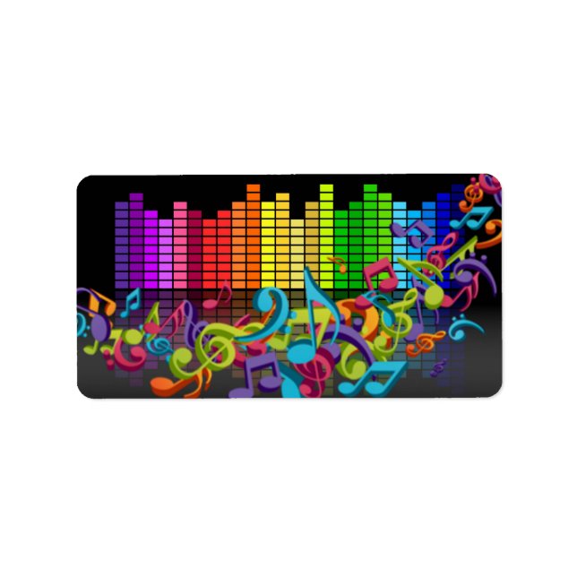 colourful music notes equalizer sounds cool bright label (Front)