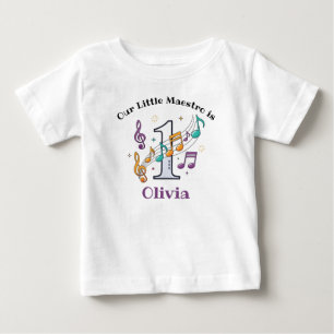 Colourful Music Notes First Birthday Baby T-Shirt
