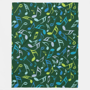 Colourful Music Notes Fleece Blanket