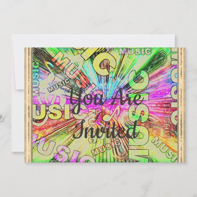 Colourful Music Notes Invitation (Front)