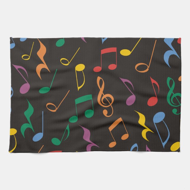 Colourful Music Notes Kitchen Towel (Horizontal)