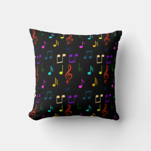Colourful Music Notes Musician Musical Note Art Throw Pillow