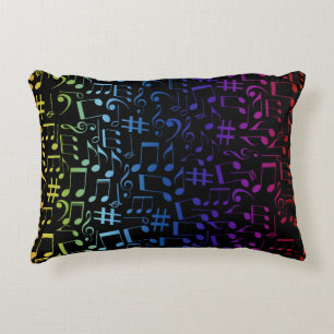 Colourful Music Notes Musicians Music Lovers Accent Pillow