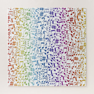 Colourful Music Notes Musicians Music Lovers  Jigsaw Puzzle
