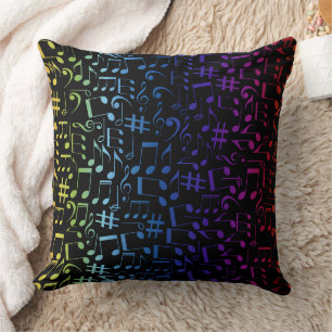 Colourful Music Notes Musicians Music Lovers Throw Pillow