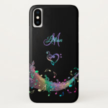 Colourful Music Notes n Clef Heart Monogram