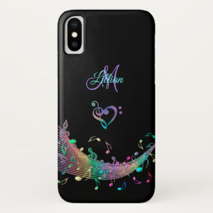Colourful Music Notes n Clef Heart Monogram Case-Mate iPhone Case