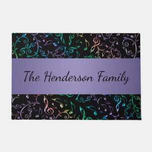 Colourful Music Notes Personalized Doormat