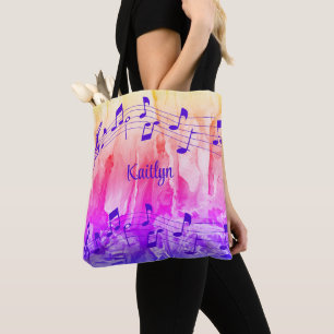 Colourful Music Notes Personalized Tote Bag