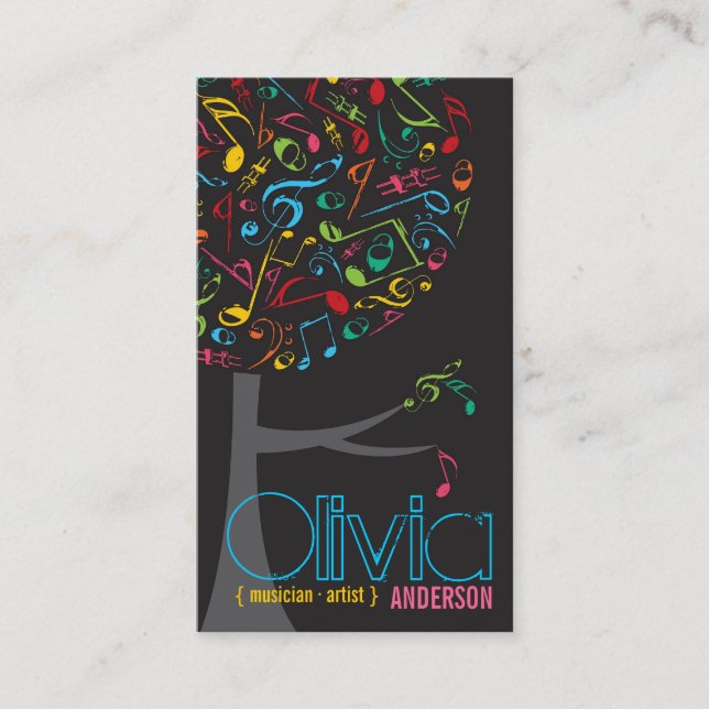 Colourful Music Notes Pop Tree Profile Card (Front)