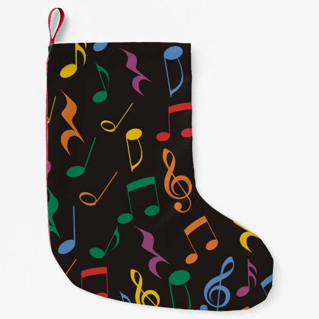 Colourful Music Notes Small Christmas Stocking (Front)