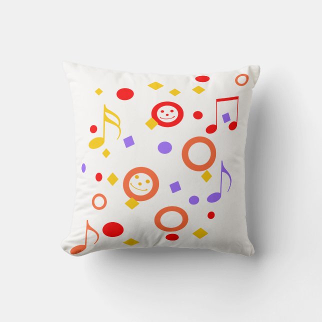 Colourful Music Notes Throw Pillow (Front)