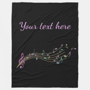 Colourful Music Notes With Customizable Text Fleece Blanket