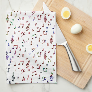 Colourful music pattern kitchen towel