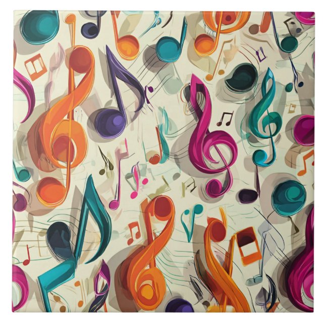Colourful Music Pattern Tile (Front)