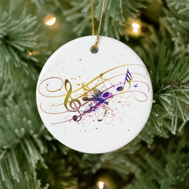 Colourful music splatter ceramic ornament (Tree)