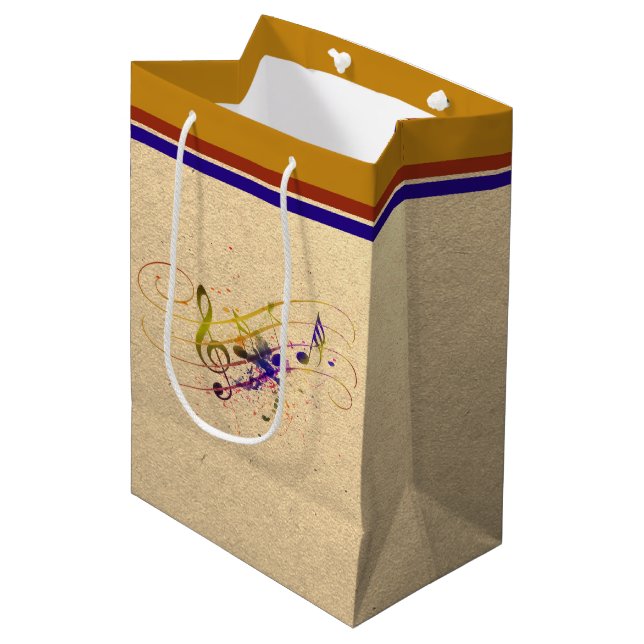Colourful music splatter medium gift bag (Front Angled)