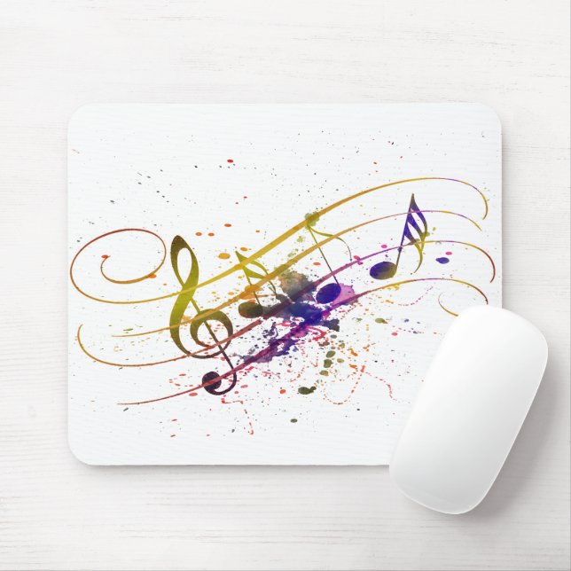 Colourful music splatter mouse pad (With Mouse)