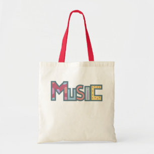 colourful music sticker tote bag
