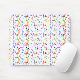 Colourful Music Symbols On White Mouse Pad