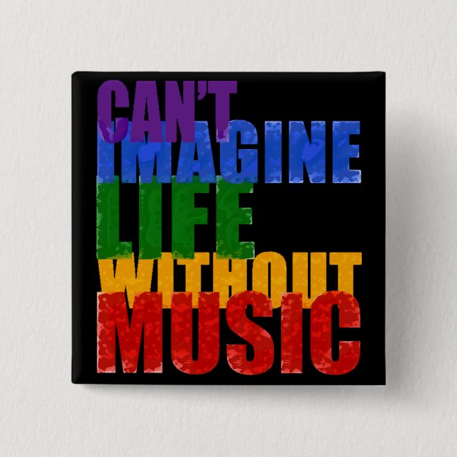 colourful music typography 2 inch square button (Front)