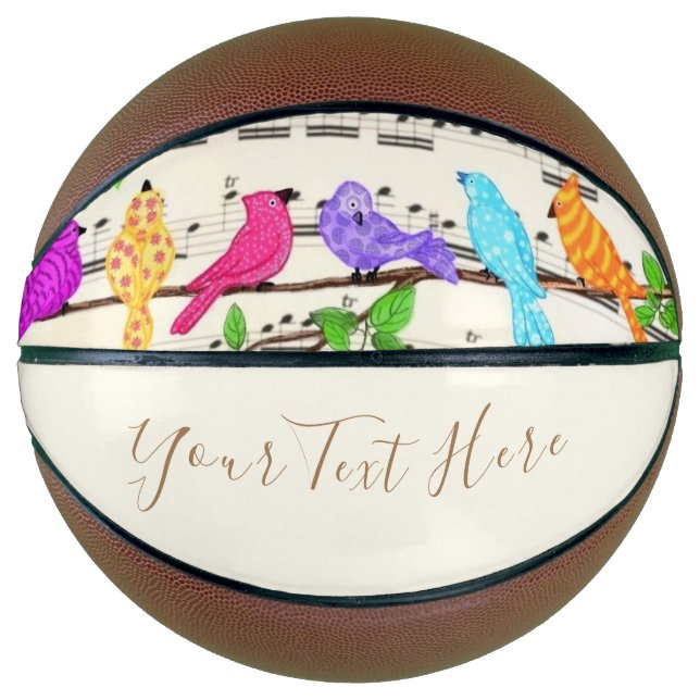 Colourful Musical Birds Basketball with Custom Tex (Front)
