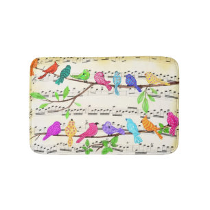 Colourful Musical Birds Bath Mat
