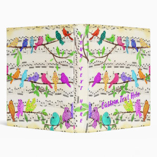Colourful Musical Birds Binder Spring - Custom Tex