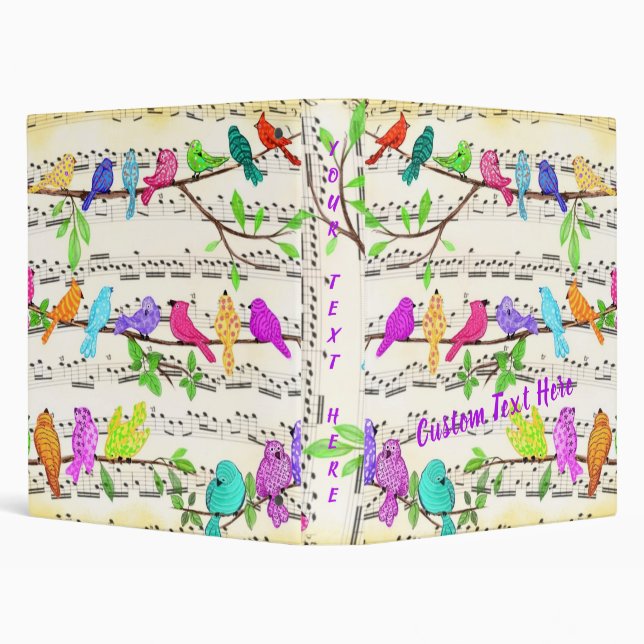 Colourful Musical Birds Binder Spring - Custom Tex (Background)