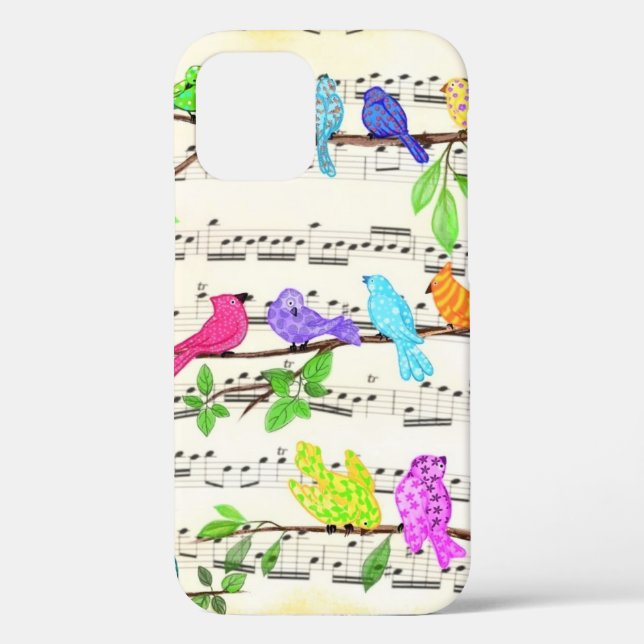 Colourful Musical Birds iPhone Case (Back)