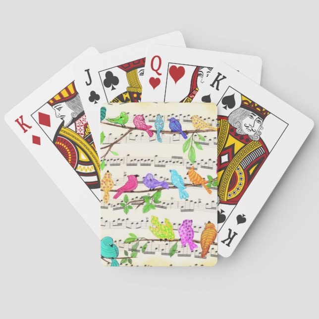Colourful Musical Birds Playing Cards (Back)