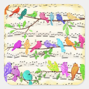 Colourful Musical Birds Sticker Spring