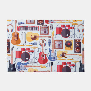 Colourful musical instruments pattern doormat