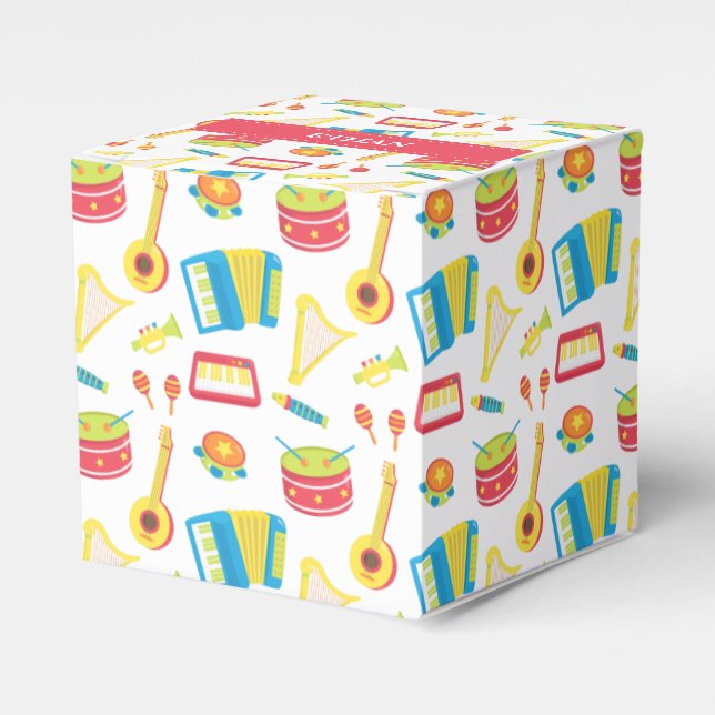 Colourful Musical Instruments Pattern For Kids Favor Box (Front Side)