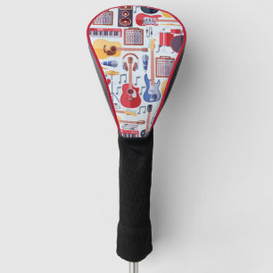Colourful musical instruments pattern golf head cover