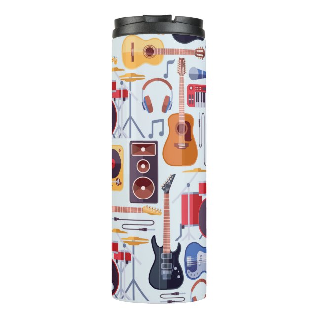 Colourful musical instruments pattern thermal tumbler (Back)