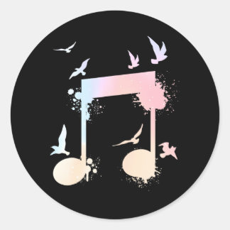 Colourful Musical Note Bird Music Lover Classic Round Sticker