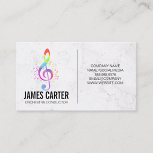 Colourful Musical Note Orchestra Conductor Business Card
