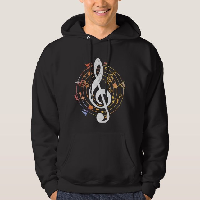 Colourful Musical Note Treble Clef Hoodie (Front)