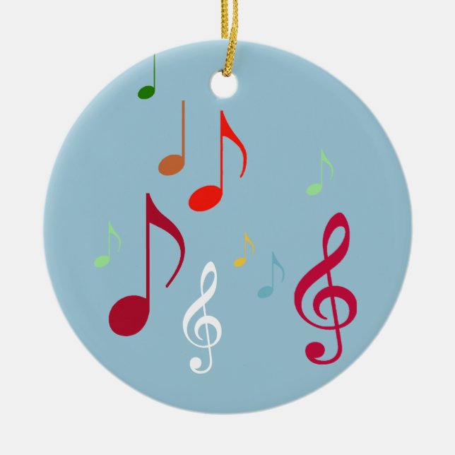 colourful musical notes ceramic ornament (Front)