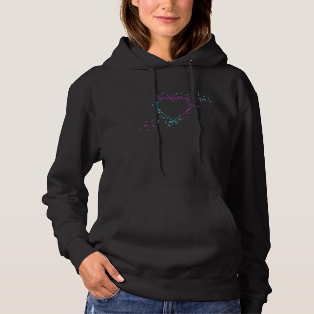 Colourful Musical Notes Heart Teacher Musician Hoodie (Front)